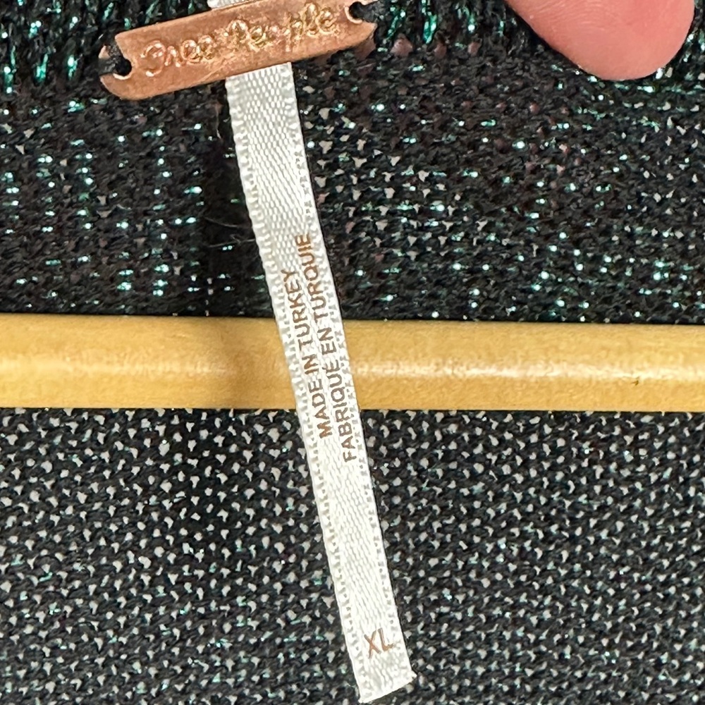 SOLD Free People Alpine Green Glitter Metallic Cardigan Womens Size XL Y2K - Picture 6 of 15